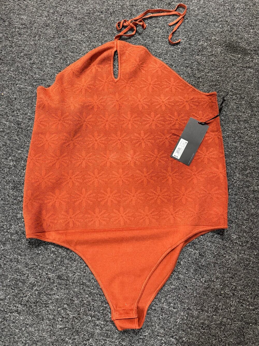 NWT Ladies Plus Future Collective Rust Halter Sweater Bodysuit - 2X